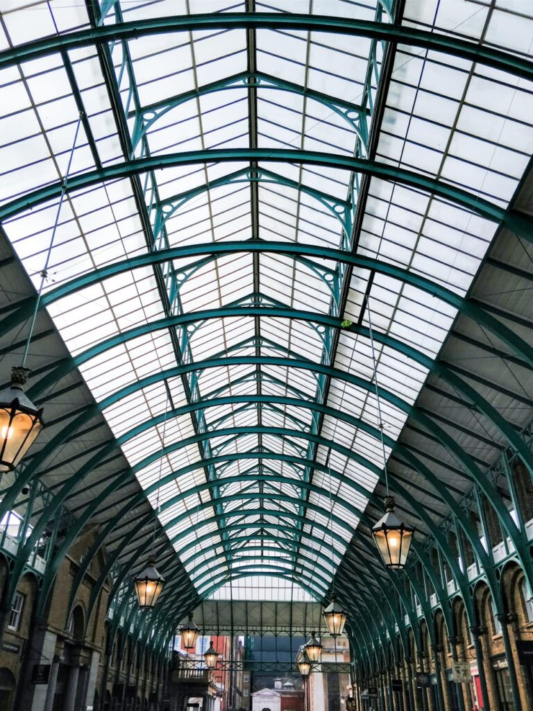 blue steel roof of the new convert garden market