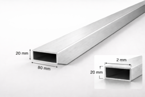 TEAVA RECTANGULARA ALUMINIU 80X20X2MM / 6 metri